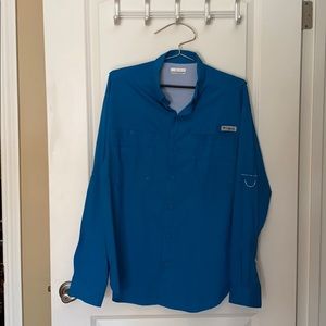 Blue Columbia Men’s Fishing Long Sleeve Shirt